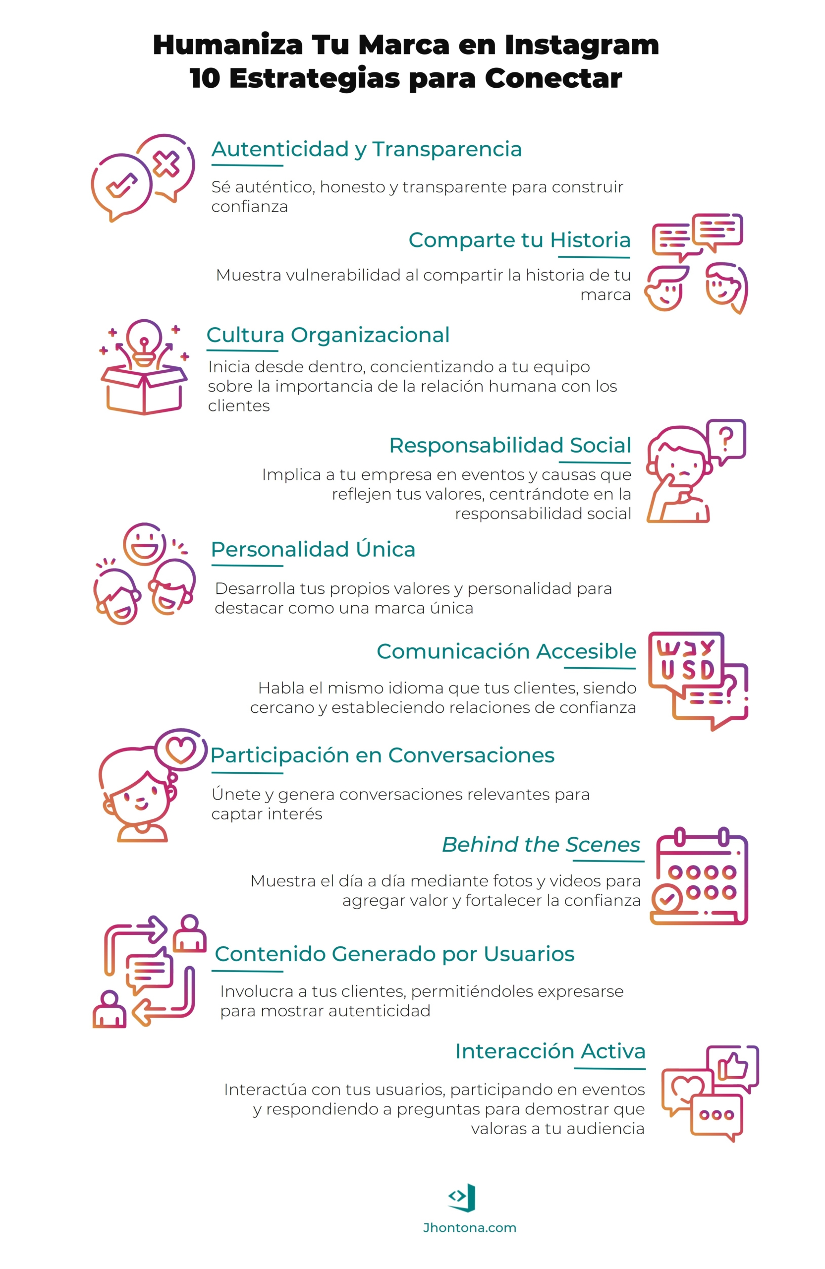Infografía Humaniza Tu Marca en Instagram 10 Estrategias para Conectar