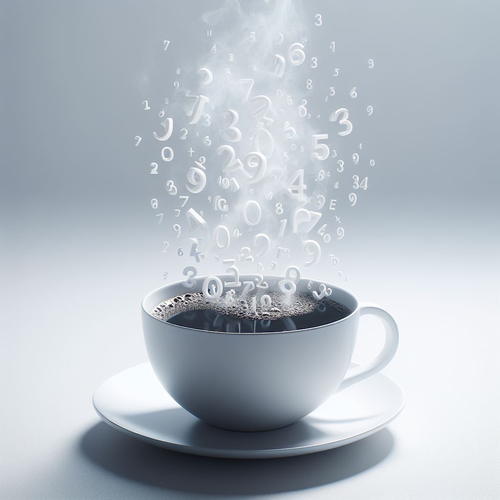 una taza de café con números. Java 3d