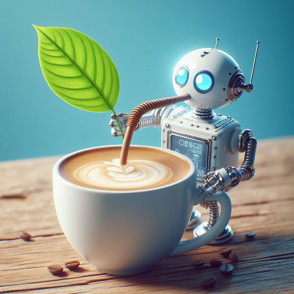 Un robot bebiendo café, haciendo referencia s Mockito en Spring